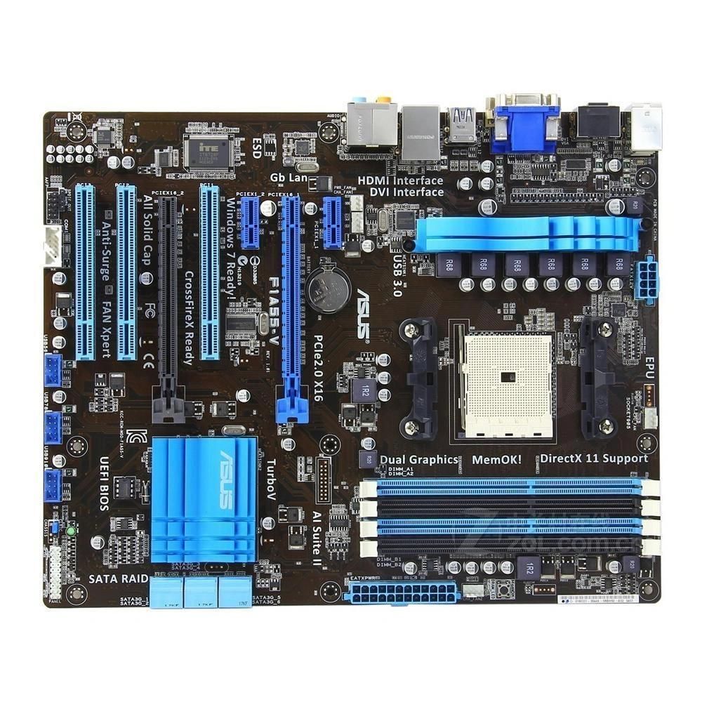 ASUS F1A55-V Motherboard, AMD A55, FM1 Socket, 64GB DDR3
