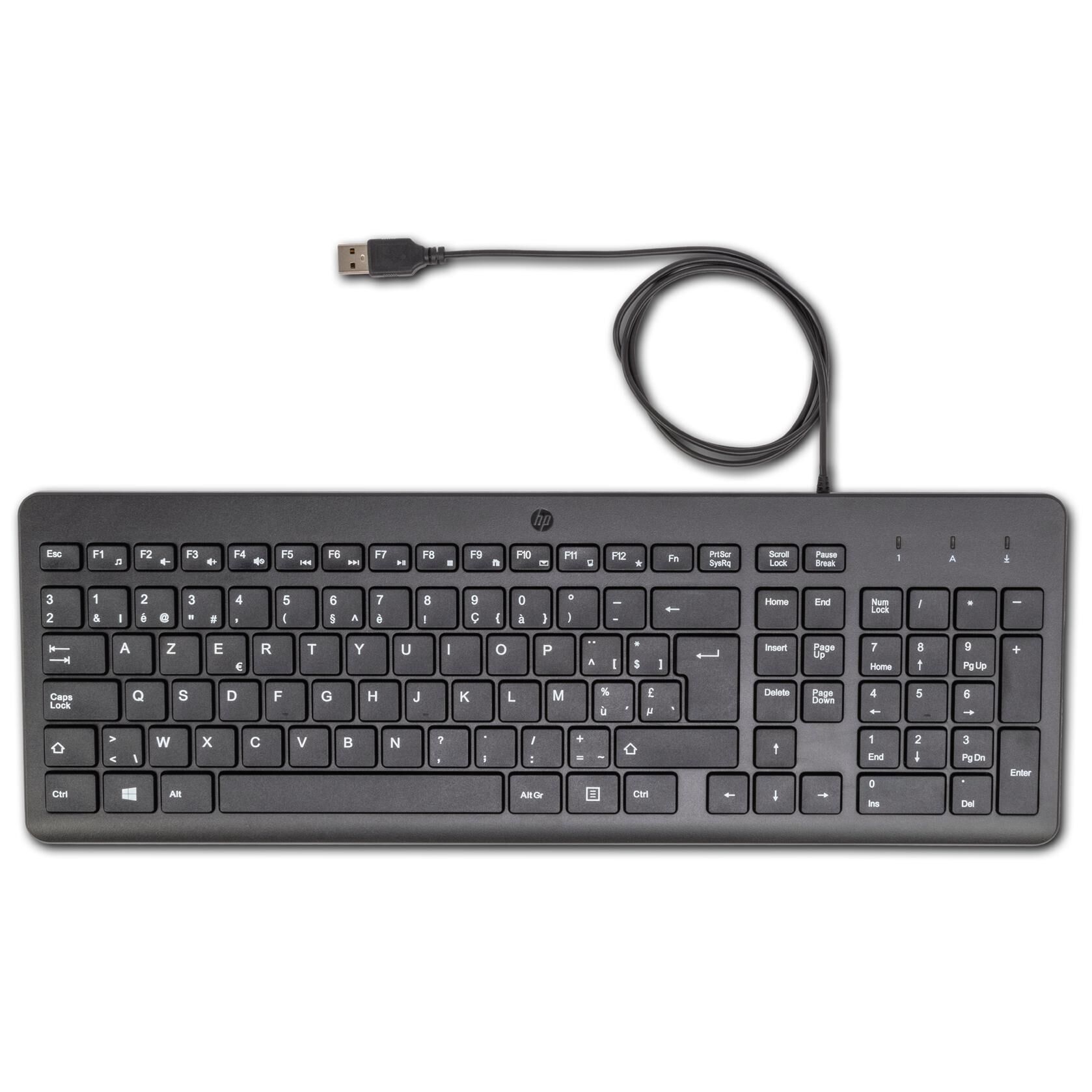 HP 150 Wired Keyboard - USB Universal AZERTY French Black
