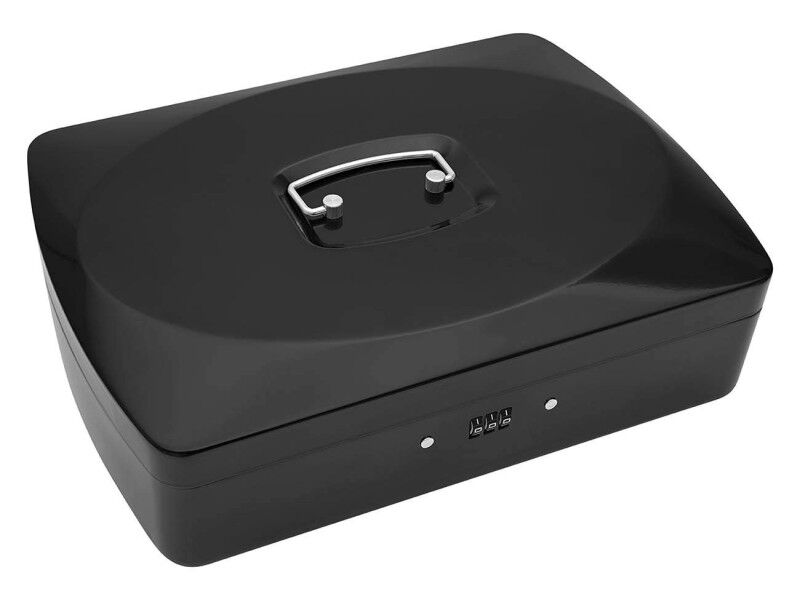 WEDO Cash Box with Combination Lock, 9 Compartments, Black