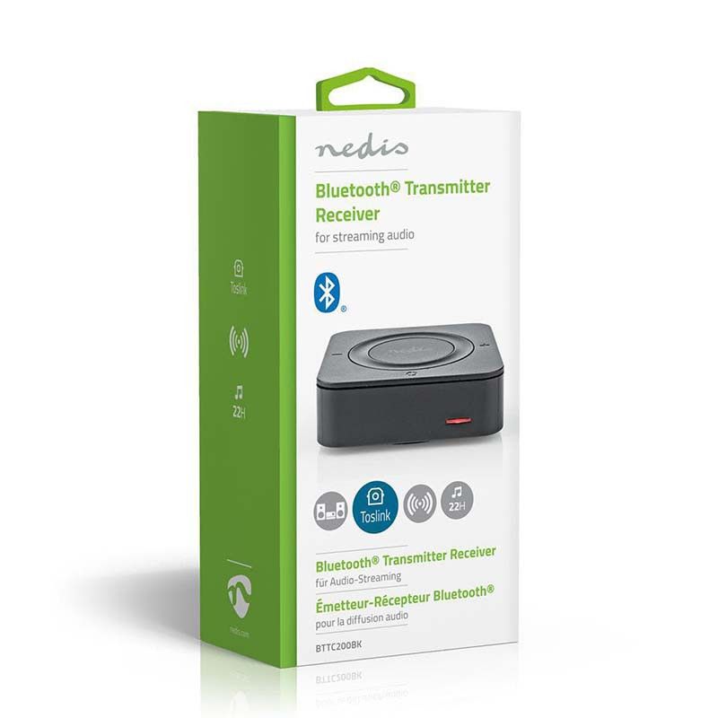 Nedis BTTC200BK - Wireless Bluetooth Audio Receiver/Transmitter for Headphones, Speaker, Mobile Phone, Tablet - Black