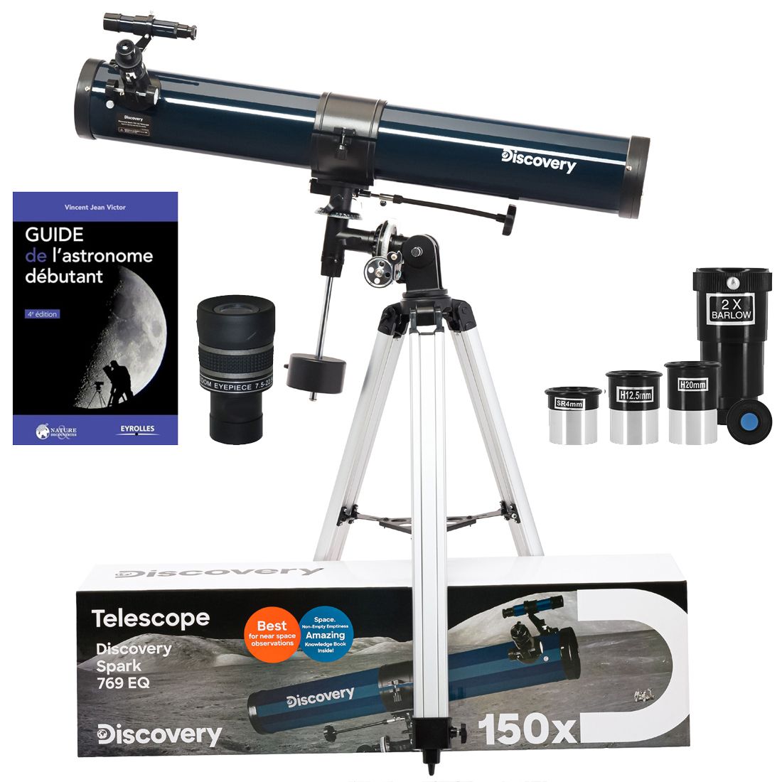 Discovery Spark 769 EQ Telescope Kit with Accessories, 76mm Mirror, 900mm Focus