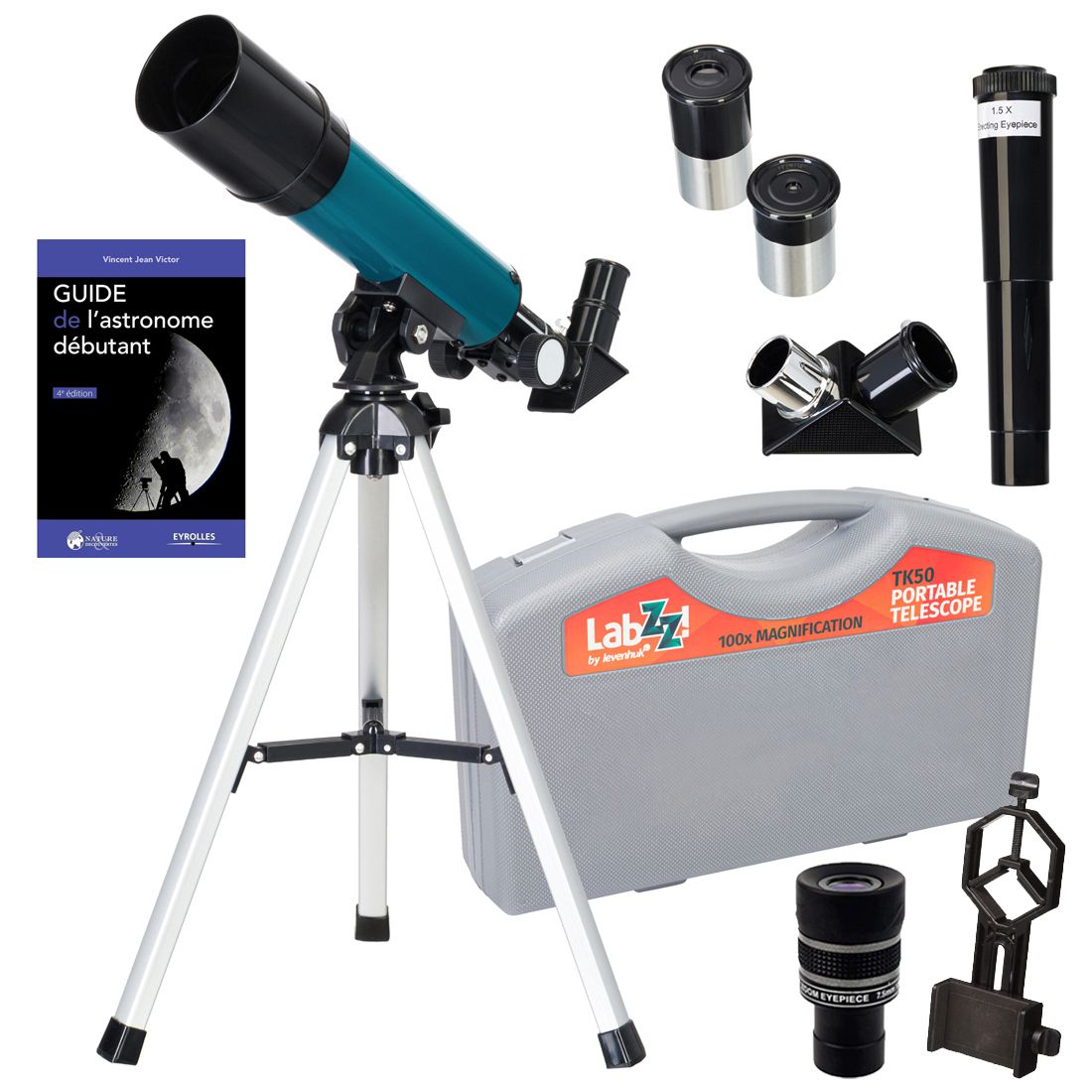 Télescope d'astrophotographie Levenhuk LabZZ TK50 avec zoom, oculaires et accessoires