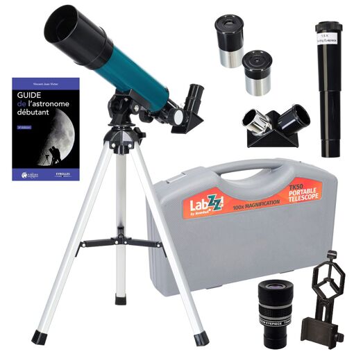 Telescopio de astrofotografía Levenhuk LabZZ TK50 con zoom, oculares y accesorios