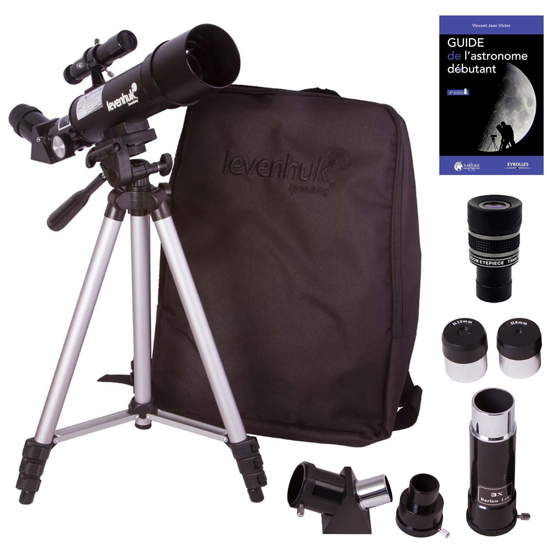 Télescope Levenhuk Skyline Travel 50 avec Zoom, Oculaires, Sac à dos et Accessoires