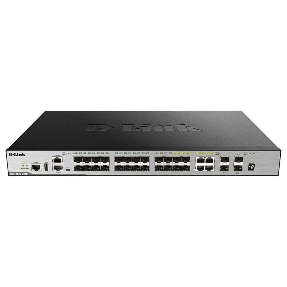 D-Link DGS 3630-28SC - Managed Switch - C3 - 20x Gigabit SFP+ ports, 4x Combo 1000Base-T, 4x 10G SFP+ - Rack-mount