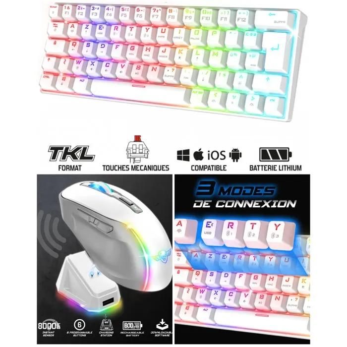 Spirit Of Gamer Elite M50 Wireless Mechanical Keyboard RGB - 8000 DPI - Programmable Buttons