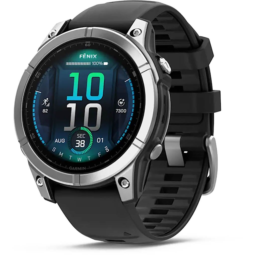 Garmin Fenix E - 47mm - Stainless Steel Silver with Silicone Graphite Band