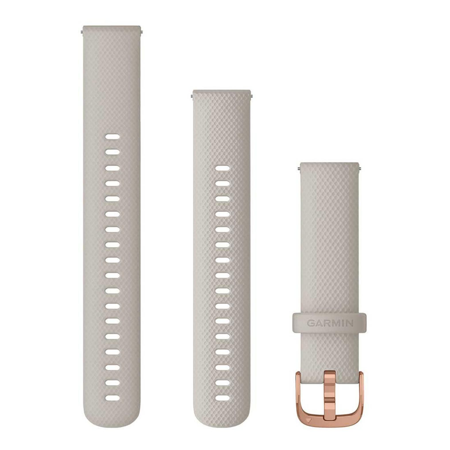 Correa para reloj Garmin de silicona, 18 mm, beige con hebilla de oro rosado
