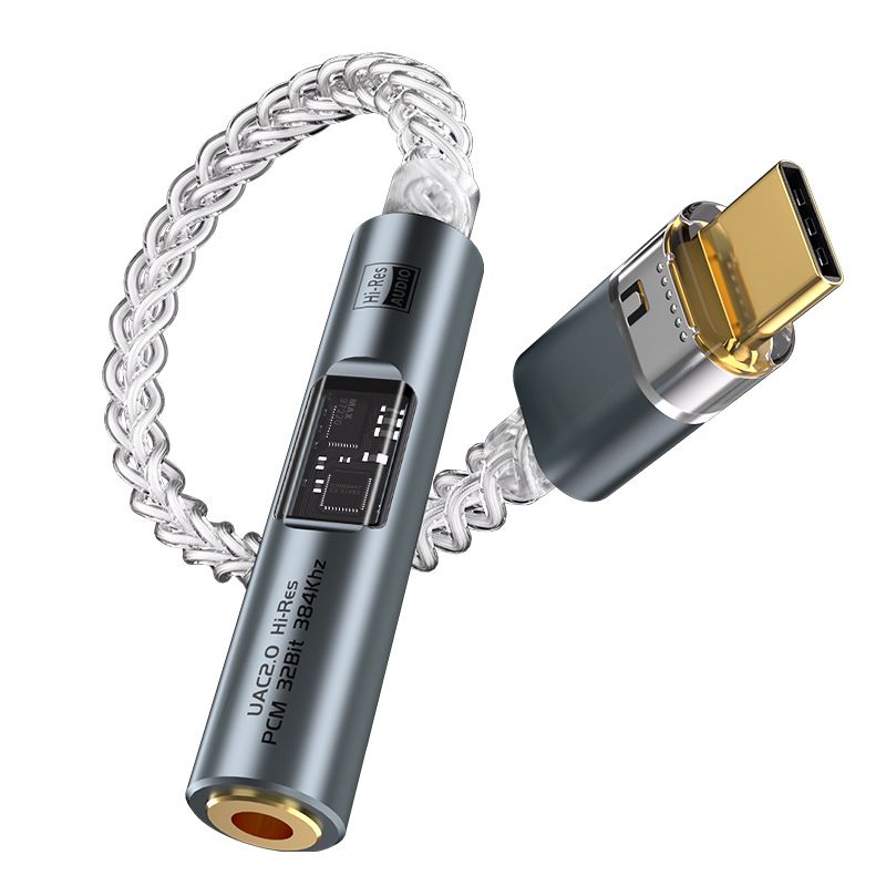 INF USB-C to 3.5mm Jack Audio Adapter with Integrated DAC - Grey