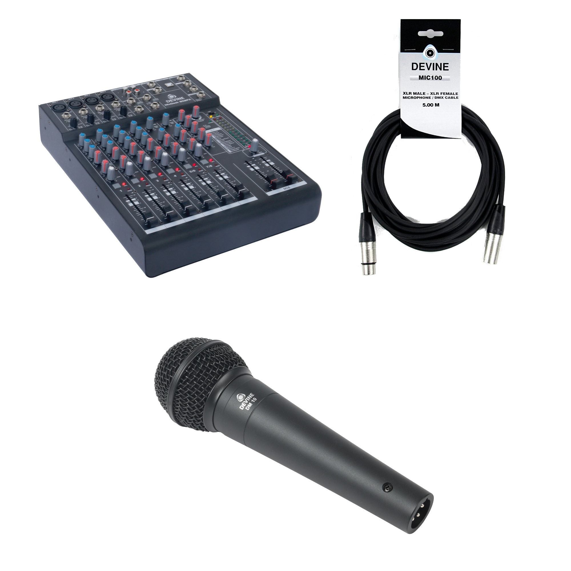 Devine MixDesk 802FX Microphone Desk with DM10 and Cable