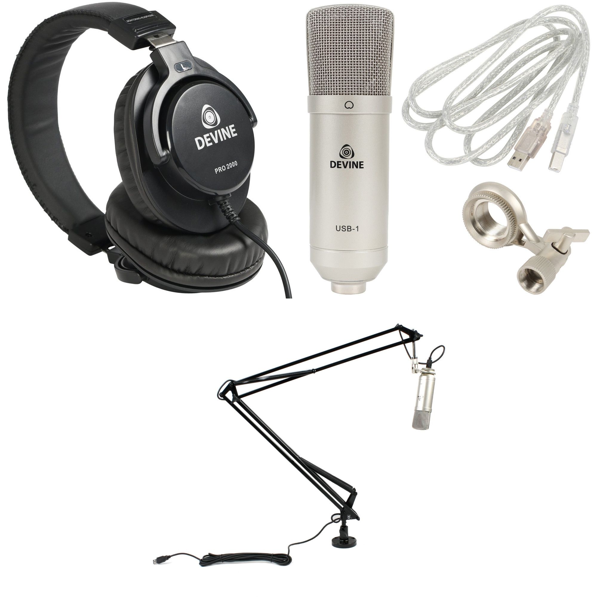 Kit micro casque Devine M-Mic PRO USB pour podcasting