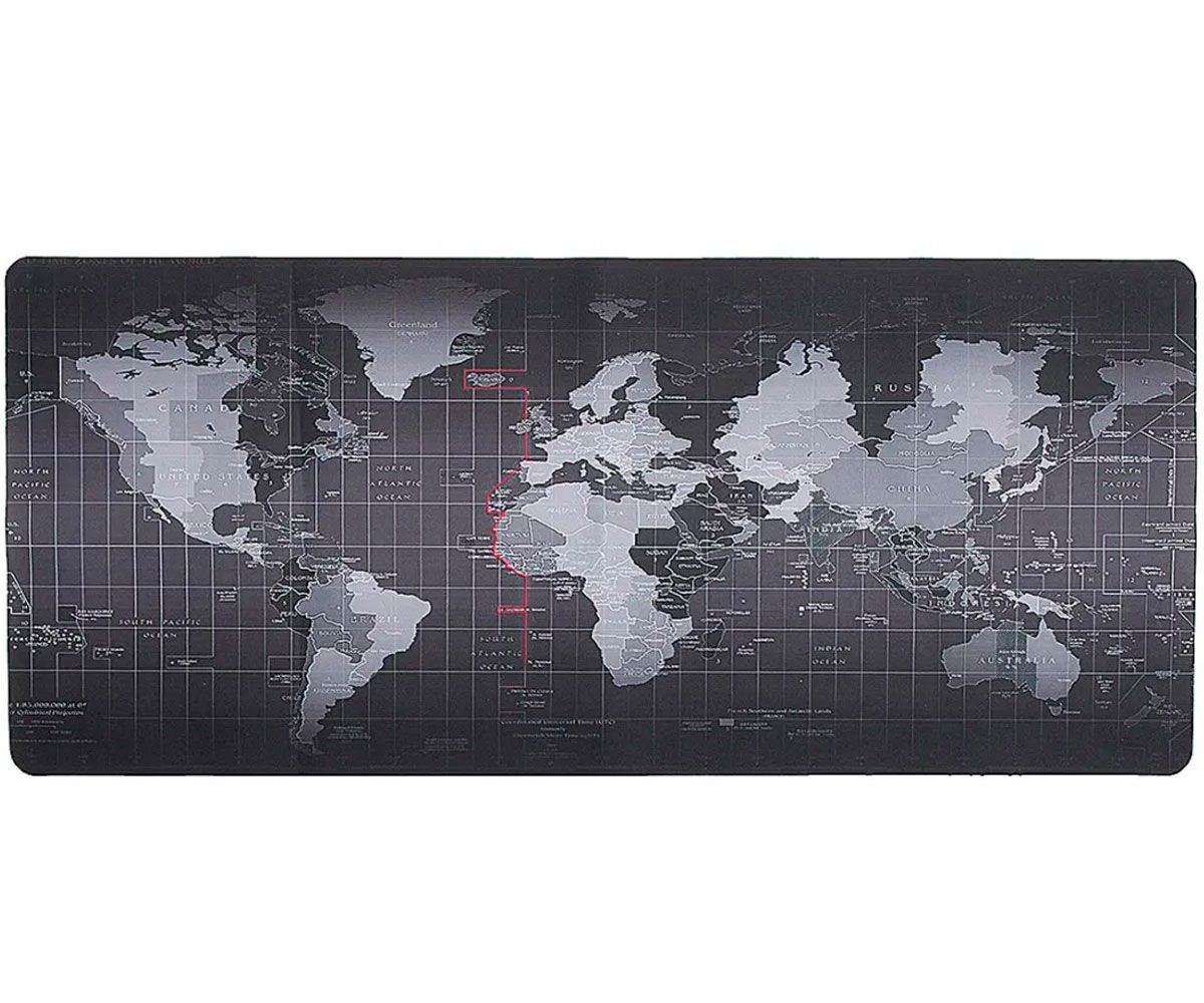 Subblim World XL Mouse Pad - Black, 90x40cm World Map Design