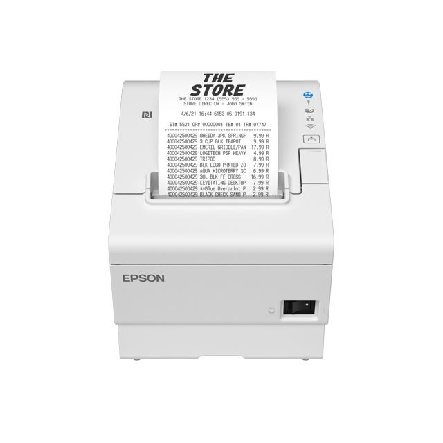 Epson TM-T88VII (131) - USB, Ethernet, PoweredUSB, White Thermal Printer