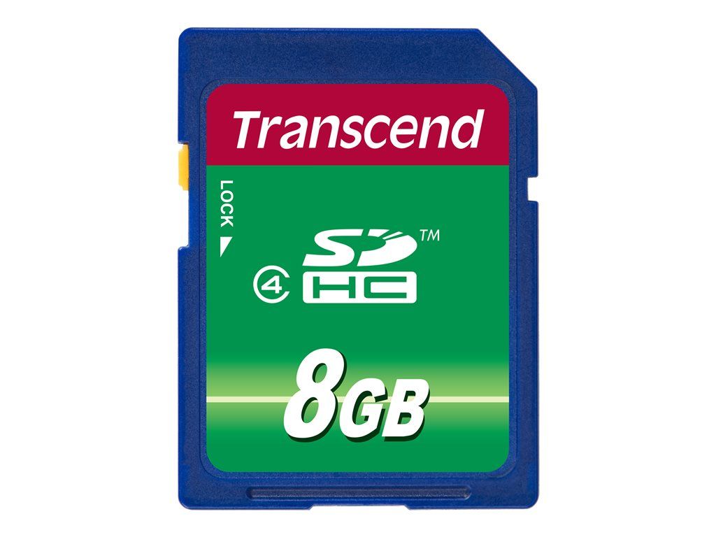Tarjeta de memoria flash Transcend 8 GB Clase 4 SDHC - Negro