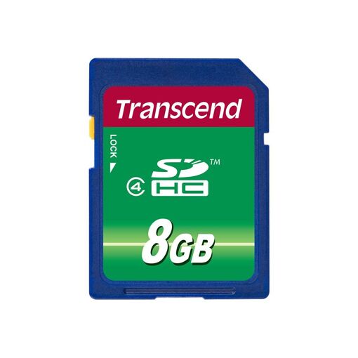 Transcend 8GB SDHC Class 4 Flash Memory Card - Black