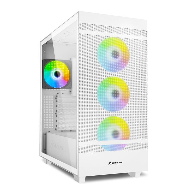Sharkoon Rebel C50 White RGB - Mid Tower Case - White - RGB - Tempered Glass