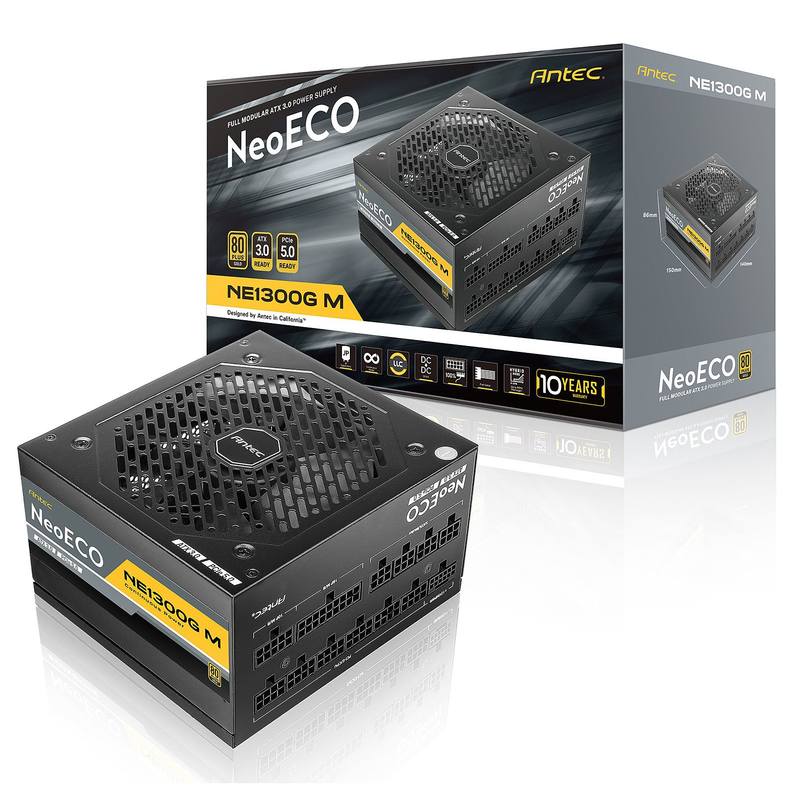 Antec NE1300G M EC ATX3.0 Modular Power Supply (1300W) 80+ Gold Certified, PC Power, Black