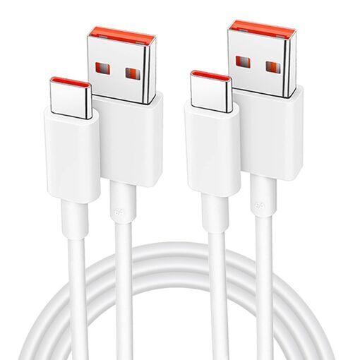 Câbles USB-C rapides E.F.Connection 6A x 2 pour Redmi Note 12 Pro+, Redmi Note 12 4G/5G, Redmi Note 12 Pro 4G/5G - 1 mètre