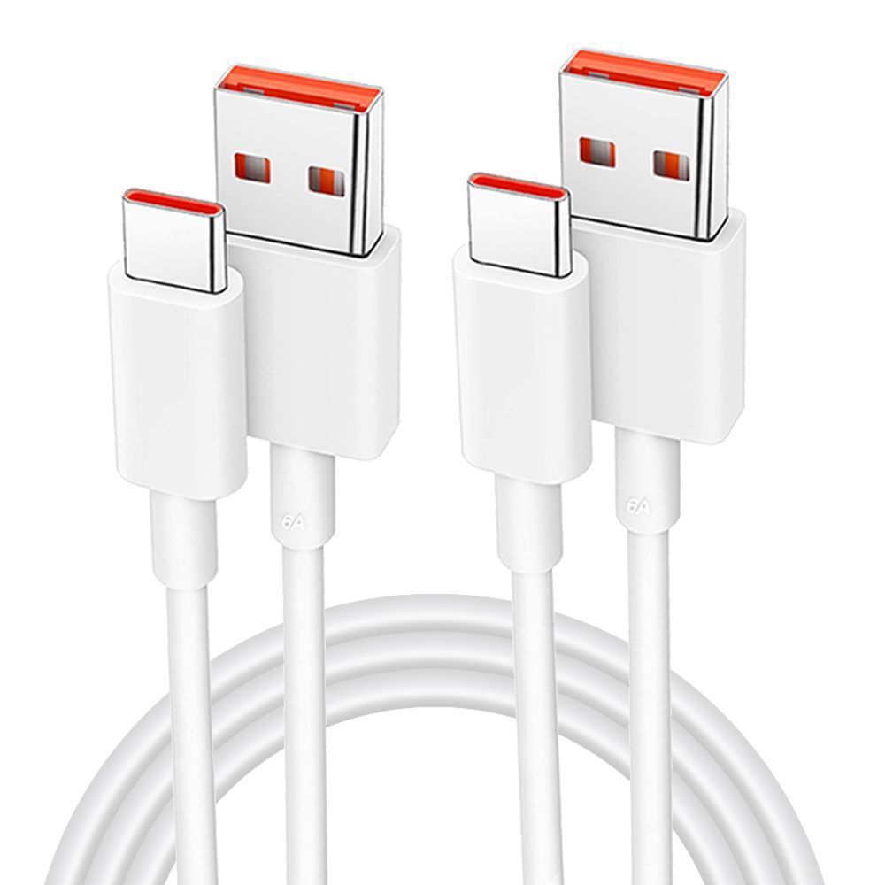 E.F.Connection 2x Fast USB-C Cable 6A for Redmi Note 12 Pro Plus, Redmi Note 12 4G/5G, Redmi Note 12 Pro 4G/5G - 1 Meter