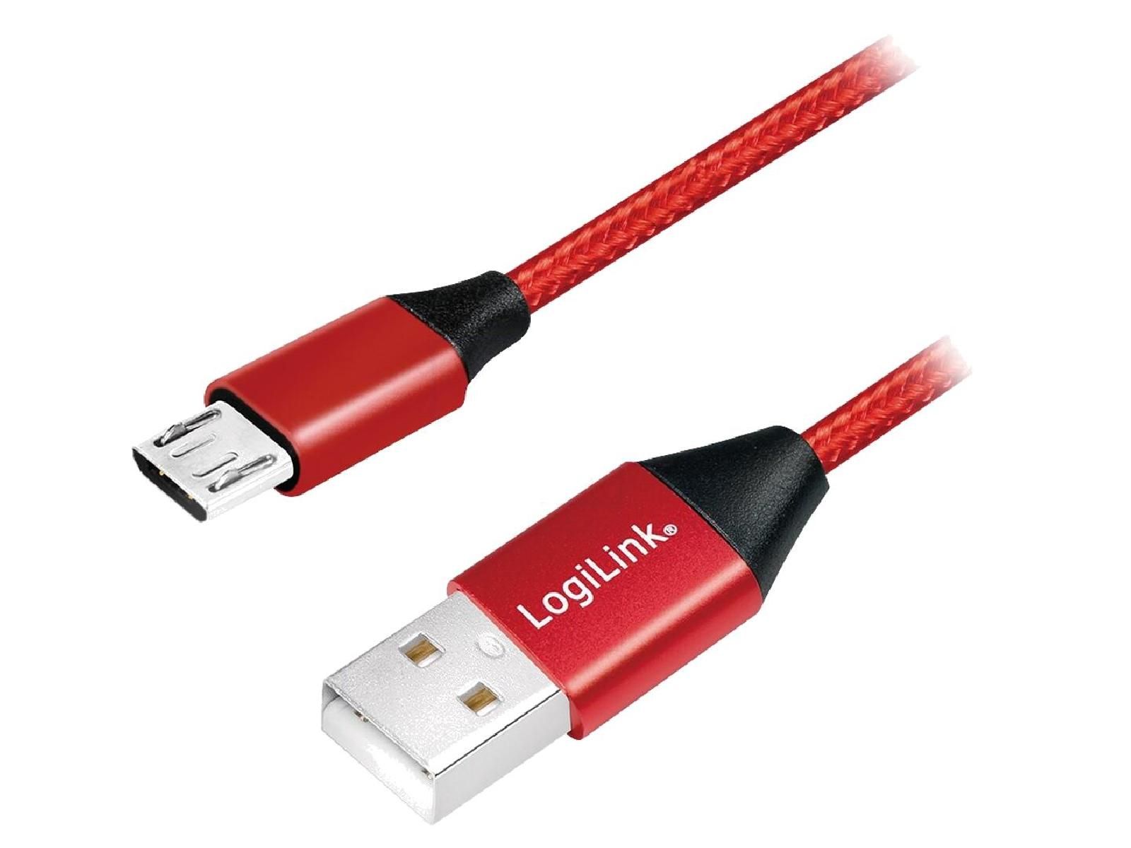 ADNAuto USB 2.0 Cable, 0.3m, Red (USB A Male to USB B Micro Male)