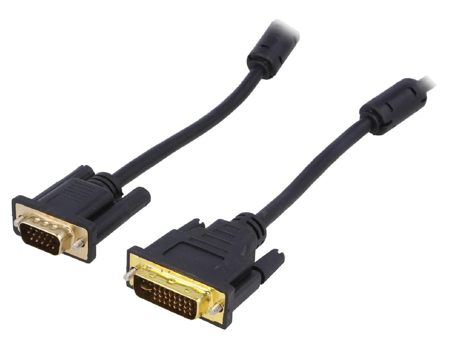 ADNAuto D-Sub Full HD Male to DVI-I Male Cable, 1.8m Black