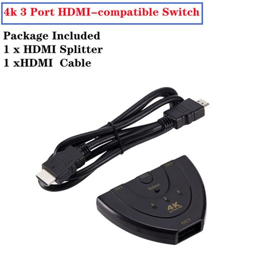 Nipseyteko 0.5m HDMI Cable Splitter 4K 2K 3x1 HD 1080P Video Switch Hub
