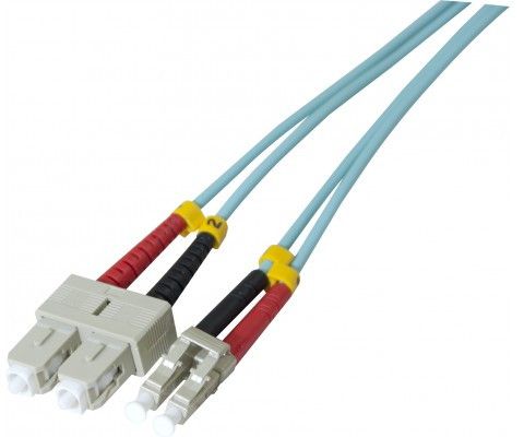 Exertis Connect SC/UPC to LC/UPC Multimode Fiber Optic Cable, 2m, 50/125 Micron OM3, Duplex, Halogen-Free