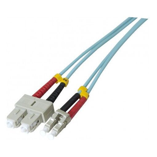 Exertis Connect SC/UPC to LC/UPC Multimode Fiber Optic Cable, 2m, 50/125 Micron OM3, Duplex, Halogen-Free