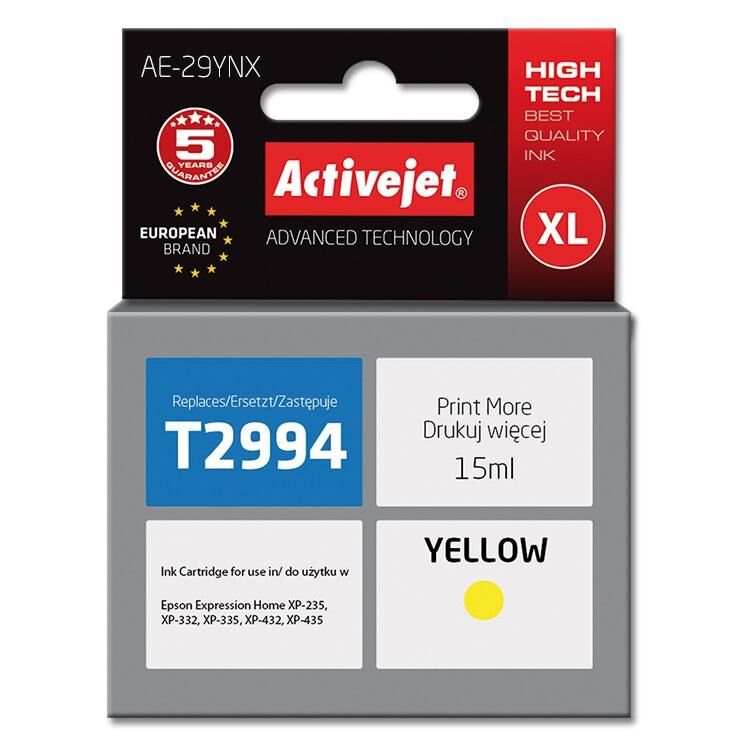 Activejet AE-29YNX Ink (Epson 29XL T2994 Replacement; Supreme; 15ml; Yellow)