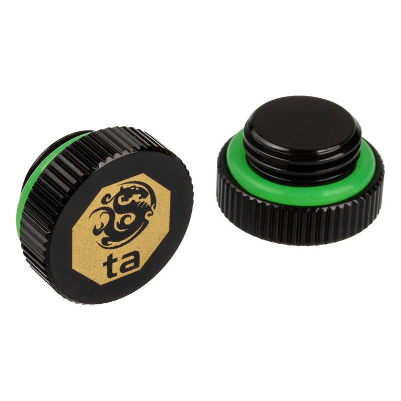 Bitspower Touchaqua AG Quick Connect Caps, G1/4 Inch, Black (2-Pack)