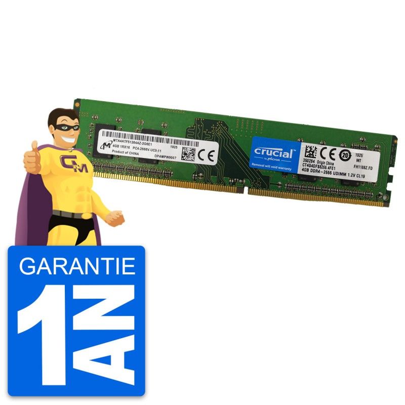 Modulo de memoria Micron 4GB DDR4 (MTA4ATF51264AZ-2G6E1) - 2666MHz, CL19