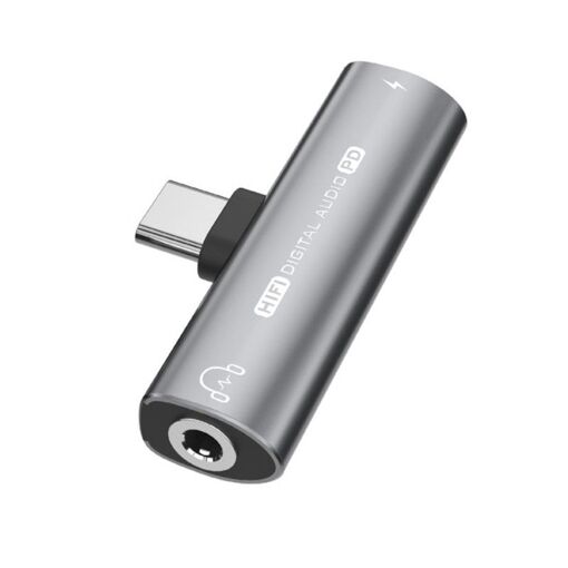 USB-C to 3.5mm Headphone and Charger Adapter - Grey