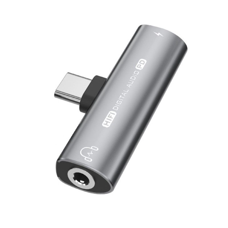 USB-C to 3.5mm Headphone and Charger Adapter - Grey