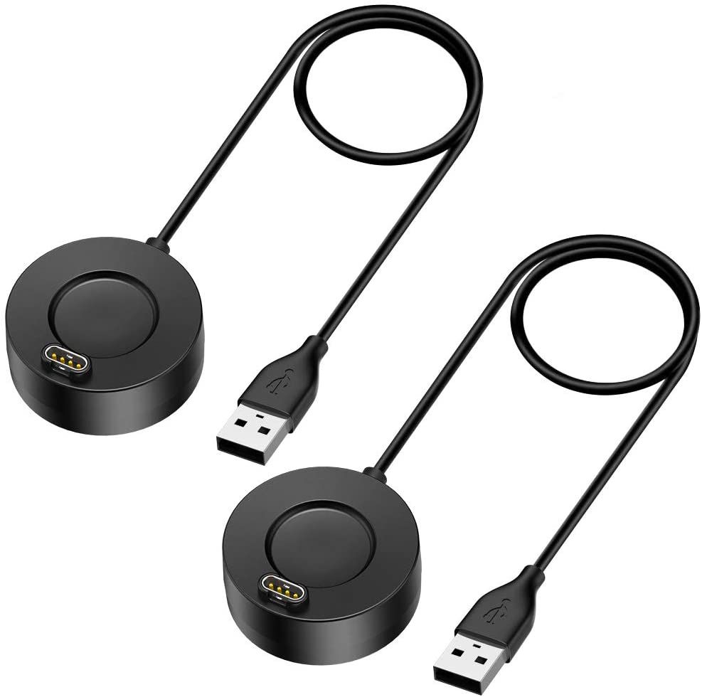 INF USB Cable Charger Compatible with Garmin Fenix 5 Black Pack of 2