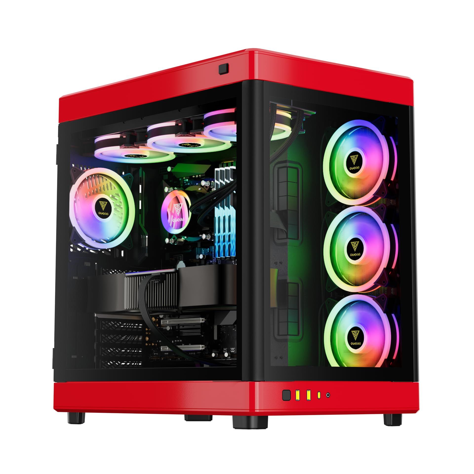 Gamdias Neso P1 E-ATX Gaming Case with Glass Panels - Black/Red