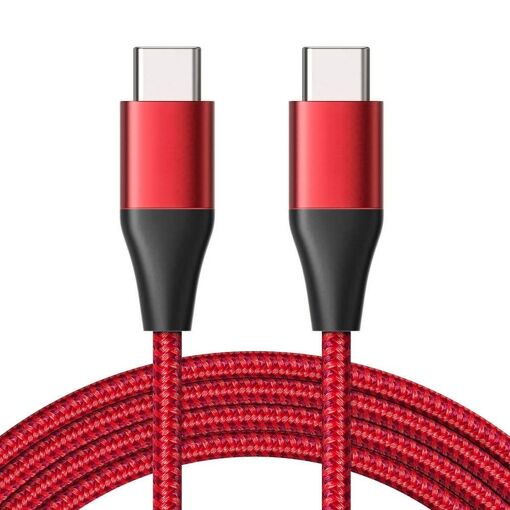 USB-C to USB-C Fast 3A Cable for Samsung Galaxy A Series - Nylon 1M Red - E.F.Connection