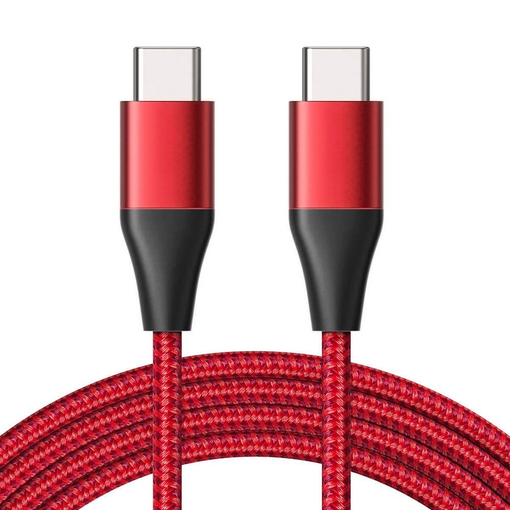 Câble USB-C vers USB-C Rapide 3A pour Samsung Galaxy A Series - Nylon Rouge 1M - E.F.Connection