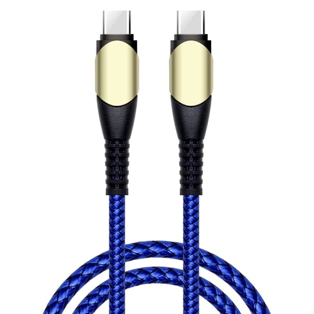 E.F.Connection USB-C to USB-C Quick Charge 60W Cable - Nylon Braided 1M Blue