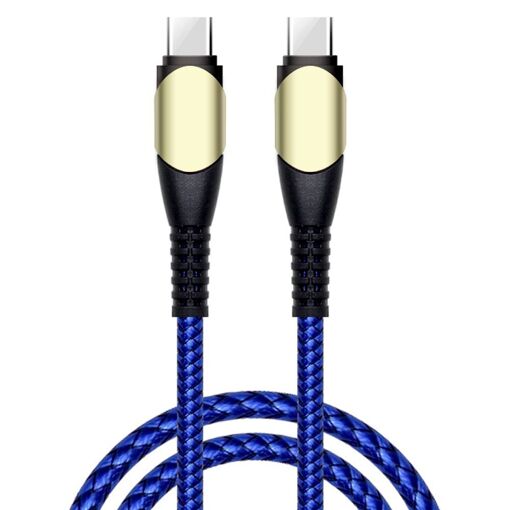 E.F.Connection USB-C to USB-C Quick Charge 60W Cable - Nylon Braided 1M Blue