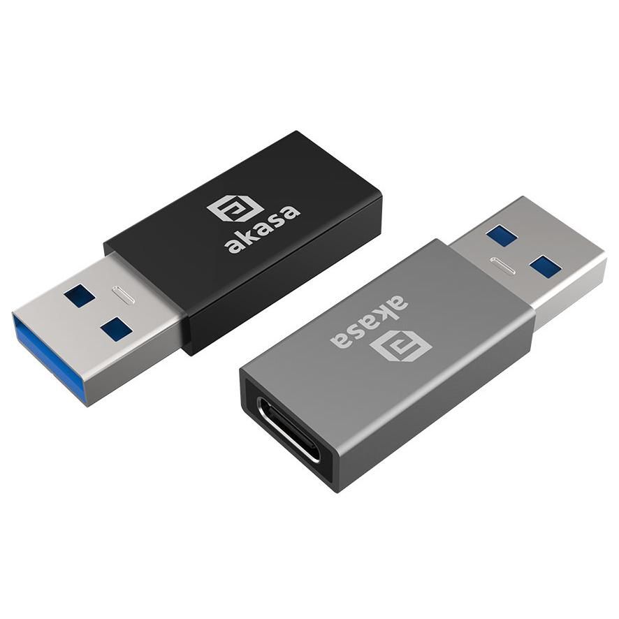 Akasa USB-C to USB-A Adapter, Black/Gray