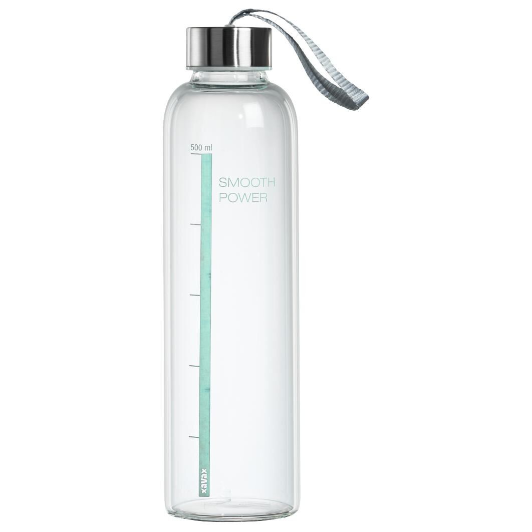 Bouteille d'eau Hama pour utilisation quotidienne - 500 ml, verre et silicone