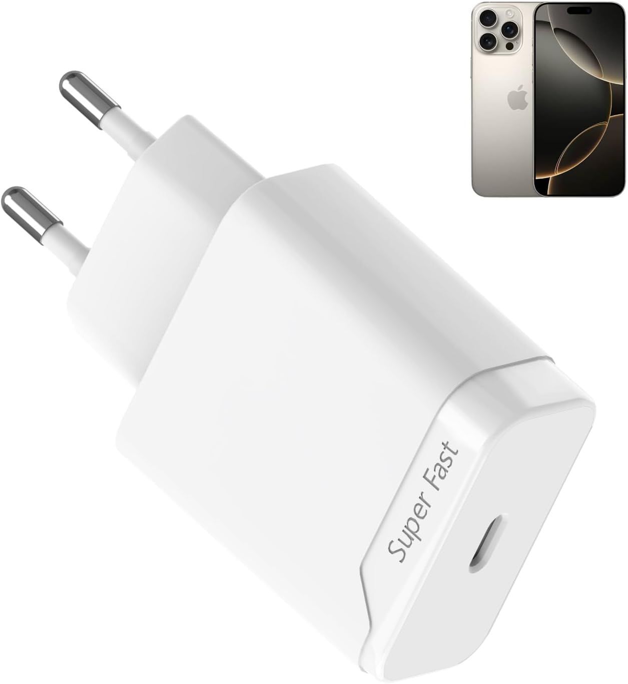 GDFHDHDFHDF Quick Charge Adapter for iPhone 16, 15, USB C Wall Charger 20W with Smart Chip