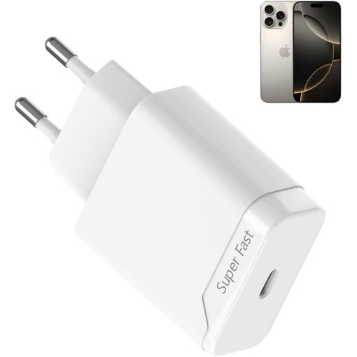 Adaptateur de charge rapide GDFHDHDFHDF pour iPhone 16, 15, chargeur USB-C mural 20W avec puce intelligente