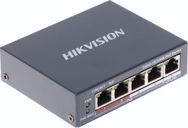 Unidad de alimentación Hikvision DS-3E1105P-EI (5,6 Gbps, 4 puertos PoE 10/100 Mbps, 1 puerto Gigabit RJ45)