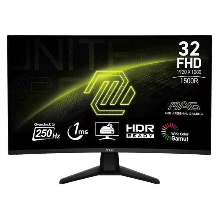 MSI MAG 32C6X - Curved LED Gaming Monitor - 32" (31.5" Visualable) - Full HD 1080p @ 250Hz - VA - 250 cd/m² - 3000:1 - 1ms - 2xHDMI, DisplayPort - Black