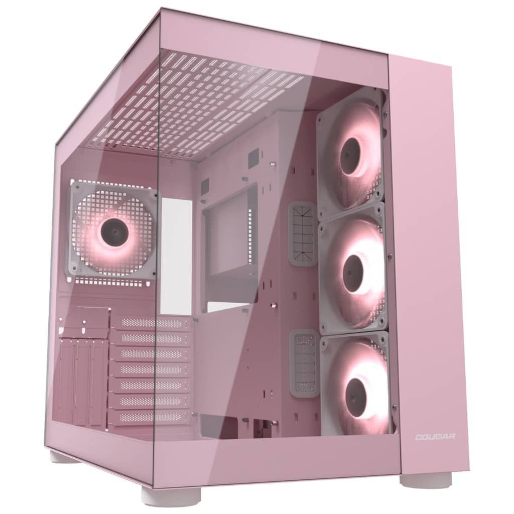 Caja de Ordenador de Torre Media Cougar FV150 RGB con Paneles de Vidrio (Rosa)