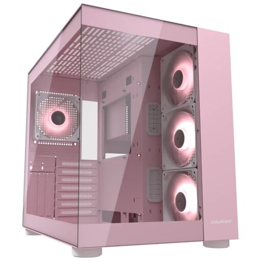 Caja de Ordenador de Torre Media Cougar FV150 RGB con Paneles de Vidrio (Rosa)