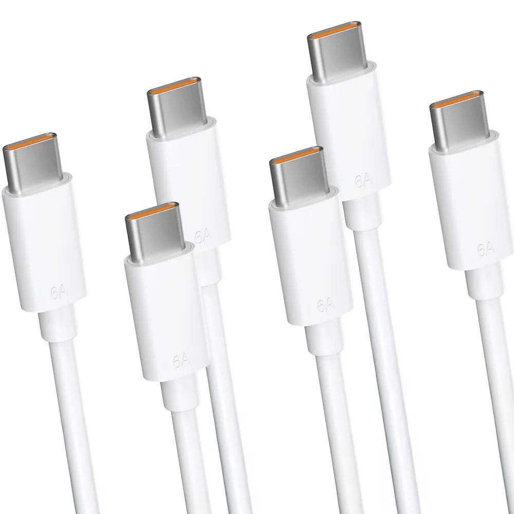 E.F.Connection 3-Pack USB-C to USB-C Fast Charge 6A 65W Cables - White - 2M
