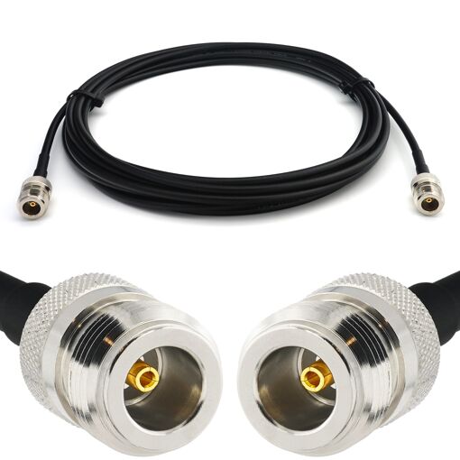 RANGEFUL N Female to N Female 5m RG58 Coaxial Cable - Outdoor Low Loss Extension Waterproof Cable for WiFi Router WIFI Antenna LTE GSM Amplifier 4G 5G 6G LTE Hotspot
