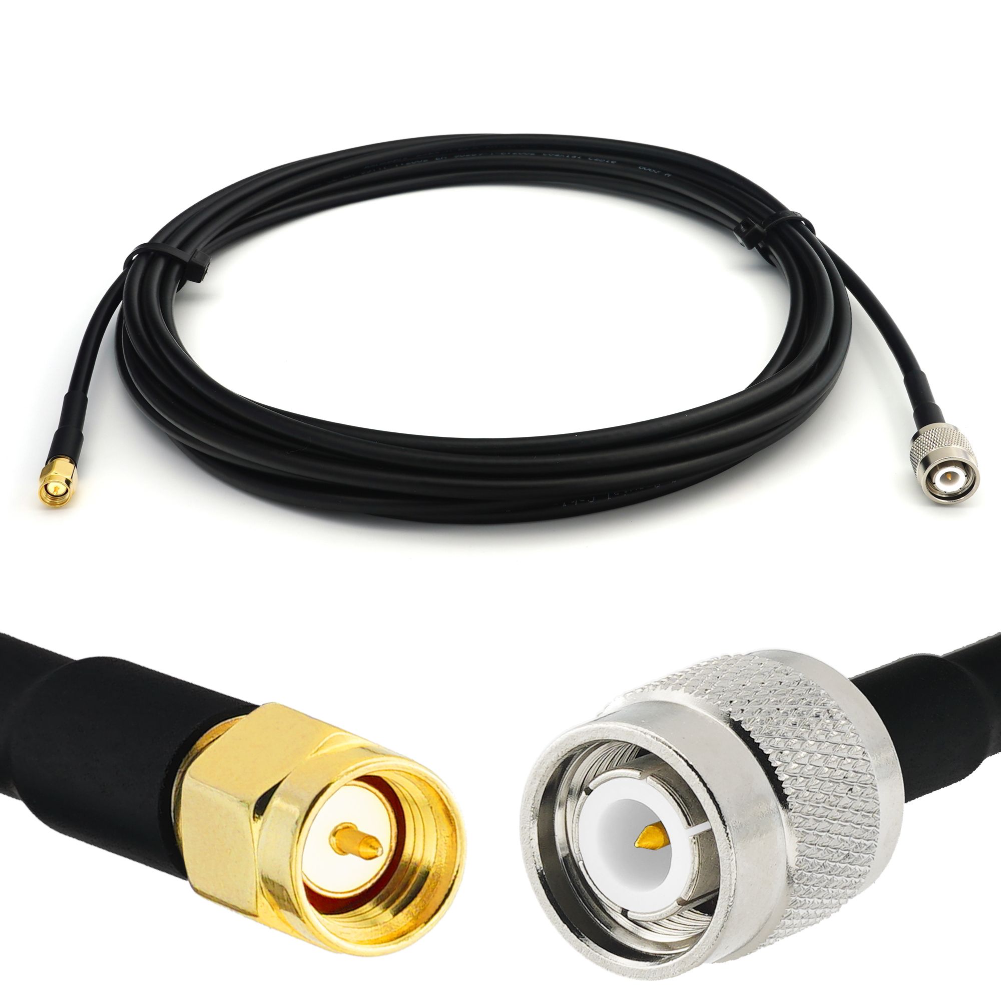 RANGEFUL TNC Male to SMA Male 5m Coaxial Cable RG58 50 Ohm - Extension Low Loss Cable for Antenna CB Radio Amateur Wireless Radio WIFI Adapter UHF VHF